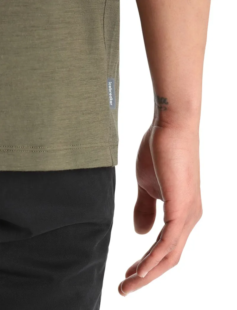 Icebreaker Mens Merino Tech Lite II Short Sleeve Tee Ski Stripes Loden-5